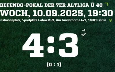 Spielbericht Ü40: Pokalderby gegen SC Schwarz Weiß Spandau